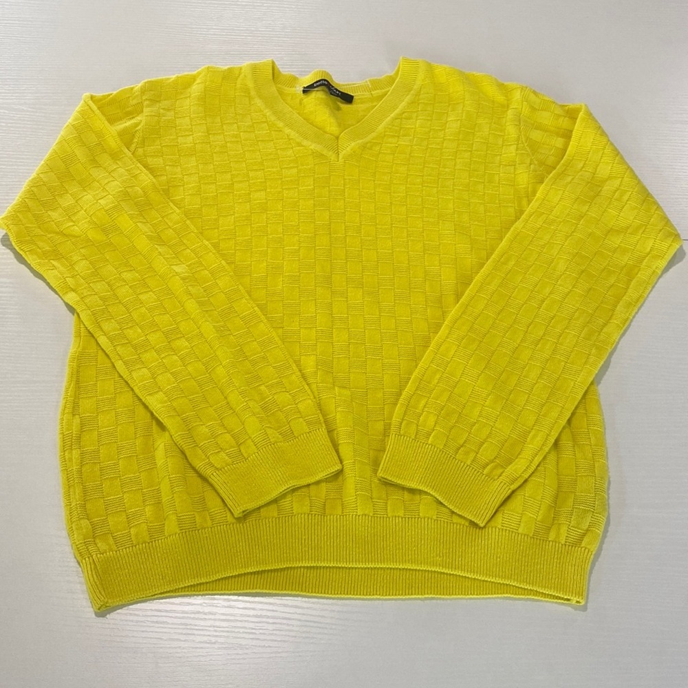 Bette & Court yellow cotton v neck sweater. NWOT